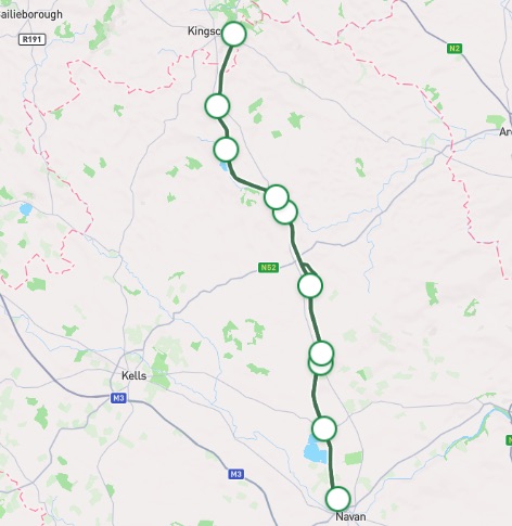 Map of Boyne Valley to Lakelands Greenway