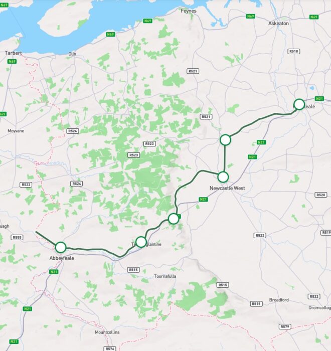 Map of Limerick Greenway