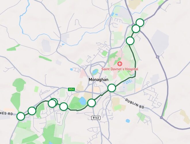 Map of Monaghan Town Greenway