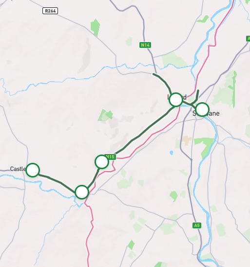 Map of North West Network Greenway – Strabane to Castlefin