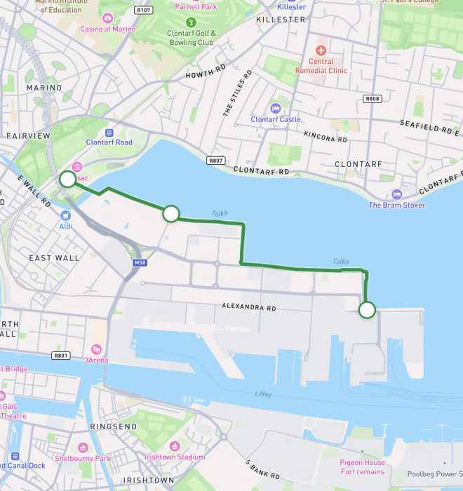 Map of Dublin Port Greenway