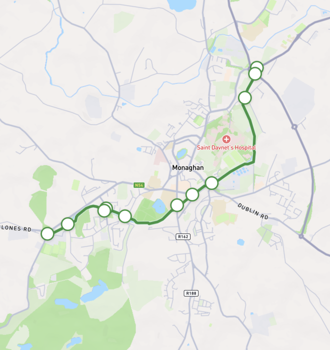 Map of Monaghan Town Greenway